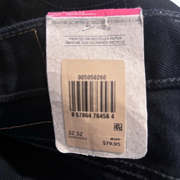 LEVI’S 505 Sz 32 x 32 Regular Jeans Black 100% Cotton NEW WITH TAGS - Picture 9 of 11
